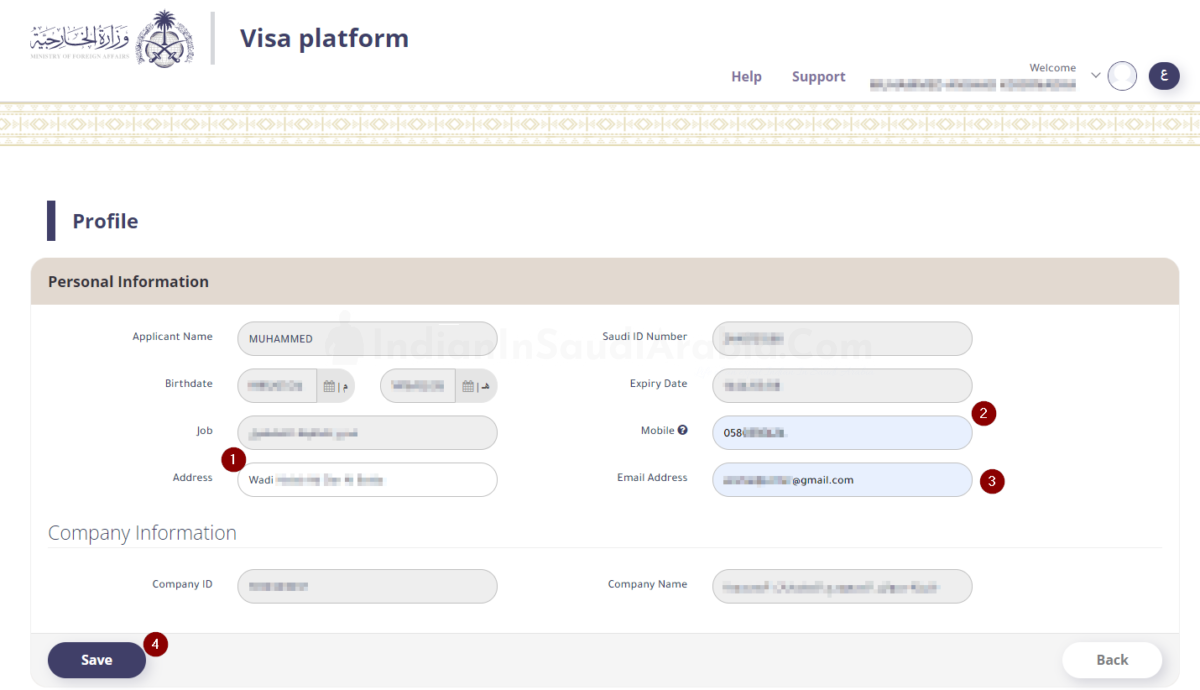 Visa Main Screen